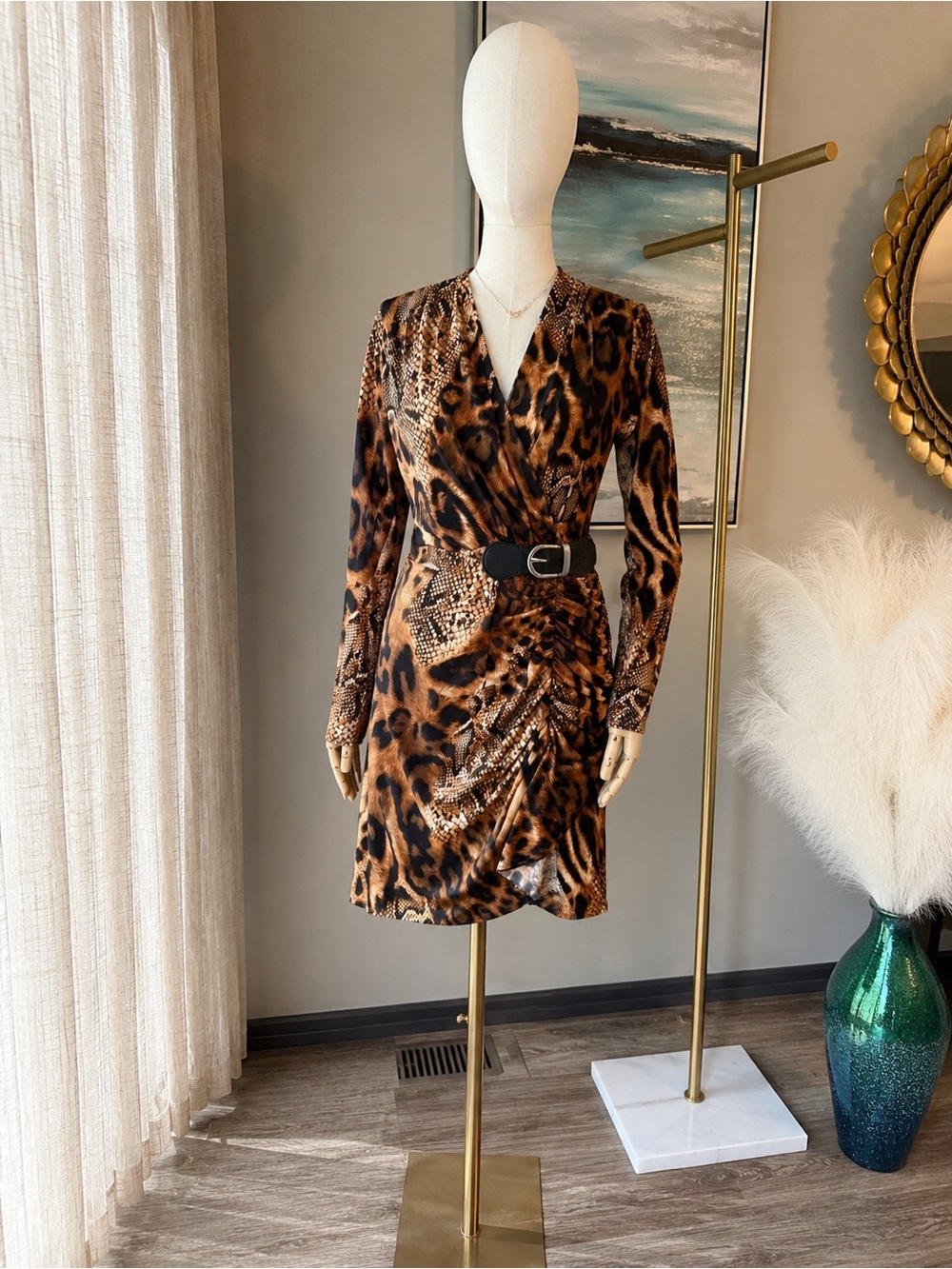 VENUS Black and Brown Printed Top